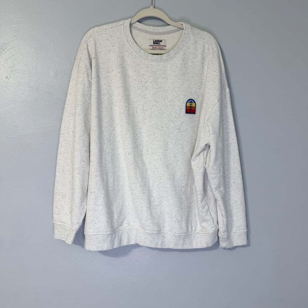 Lands' End Speckled Crewneck Sweatshirt with Nature Patch L /T 14-16